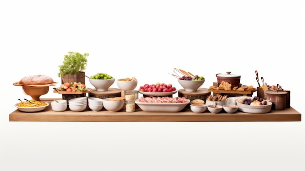 Stół zastawiony różnymi potrawami